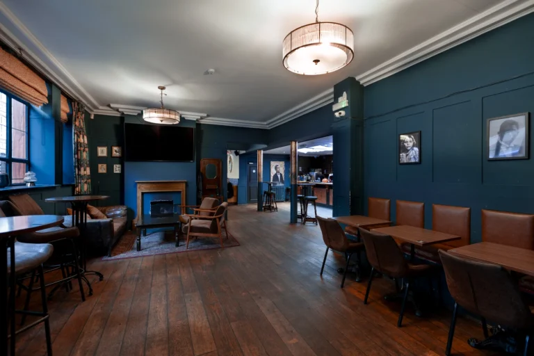 Bar area with tables at edges - from door